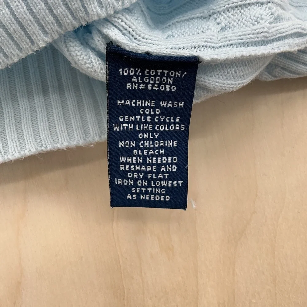 Evan-Picone Sweater Wms Petite M Blue Cable Knit Turtleneck Cotton Classic Soft